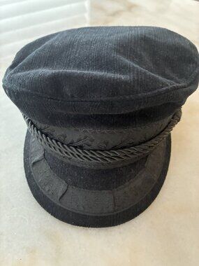 Brixton Albany Black Wool Fiddler Cap Fisherman Hat Size Small (NWT)
